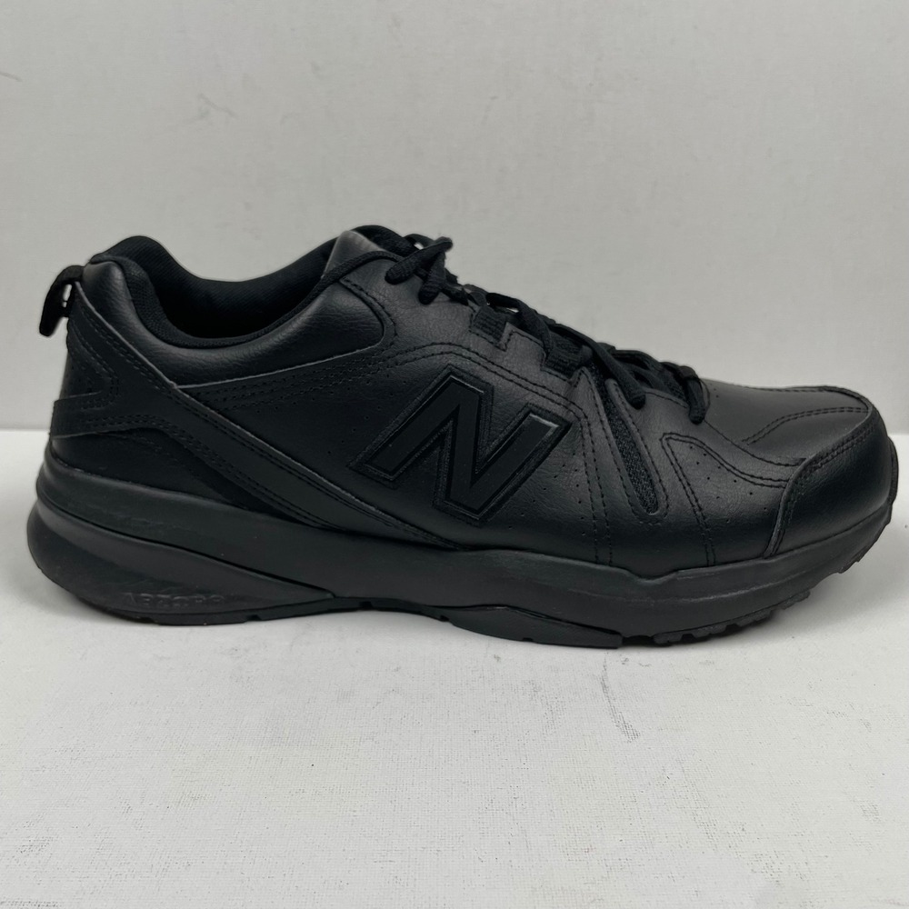 New Balance 608 Shoes Black Leather Slip Resistant - Mens Size 10.5 2E Wide